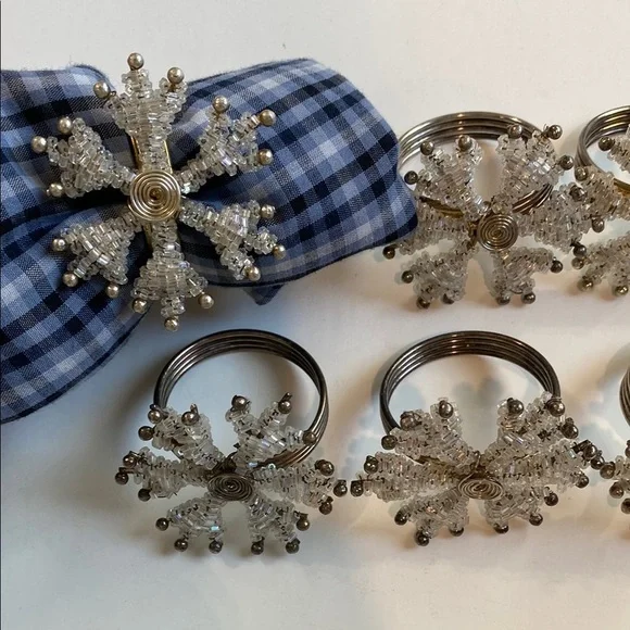 Silver Snowflake Napkin Rings 6x - Picture 2 of 10